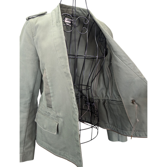 Zadig & Voltaire Vedam Bis Spus Kaki Green Skull Cotton Utility Jacket Small - Picture 7 of 12